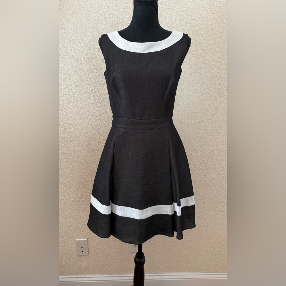 NWT Ioanna Kourbela Dark Grey/White Fit & Flare Dress Size Small-Medium